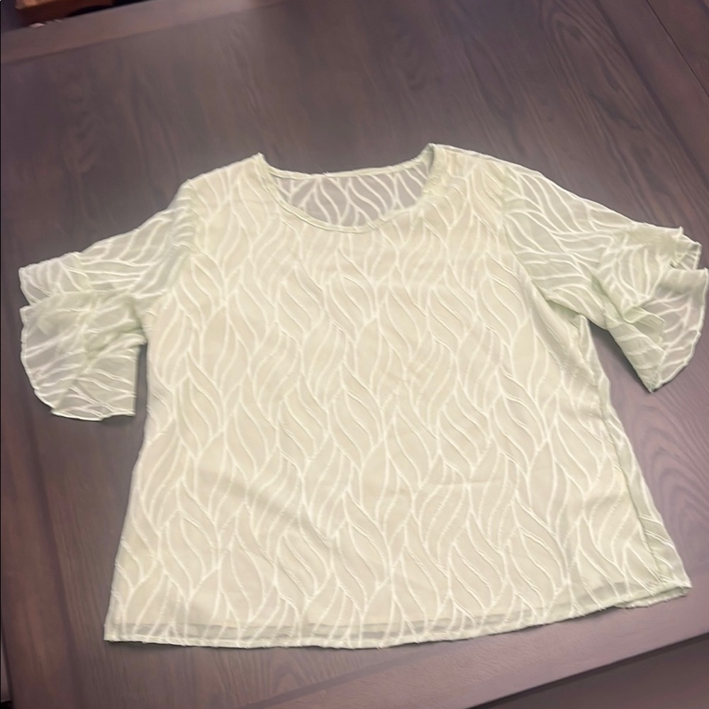 Mint Green Boxy Ruffled Blouse